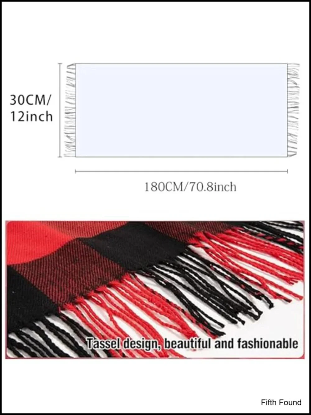 Unisex Tartan Plaid Soft Acrylic Blend Winter Scarf Long Fringe Wrap